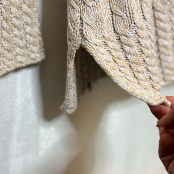 Style & Co Cable Knit Sweater Women’s M Beige Neutral Textured Longline Boho - Picture 7 of 9